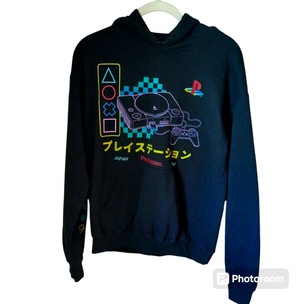 Playstation Black Hoodie With Retro Playstation Logo Size S